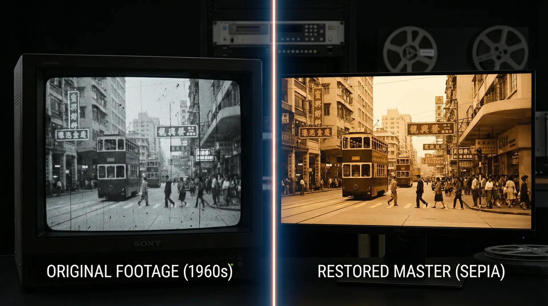 AI修复技术对比 - 老汉推车 影像修复前后效果